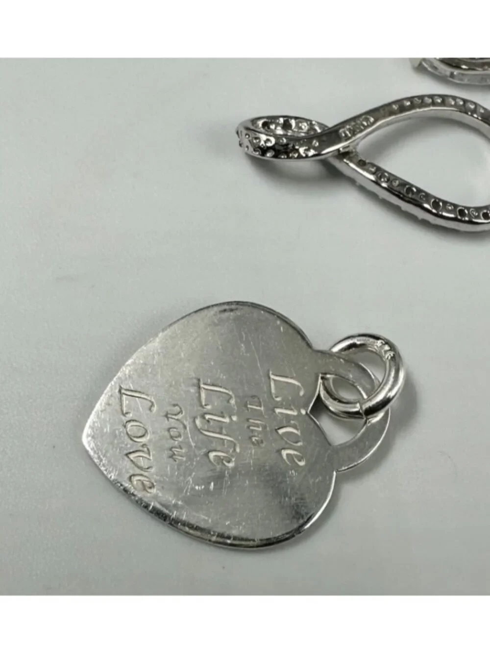 925 Sterling Silver Charm Pendant Lot Cross Heart Infinity Chai CZ 9 Pieces